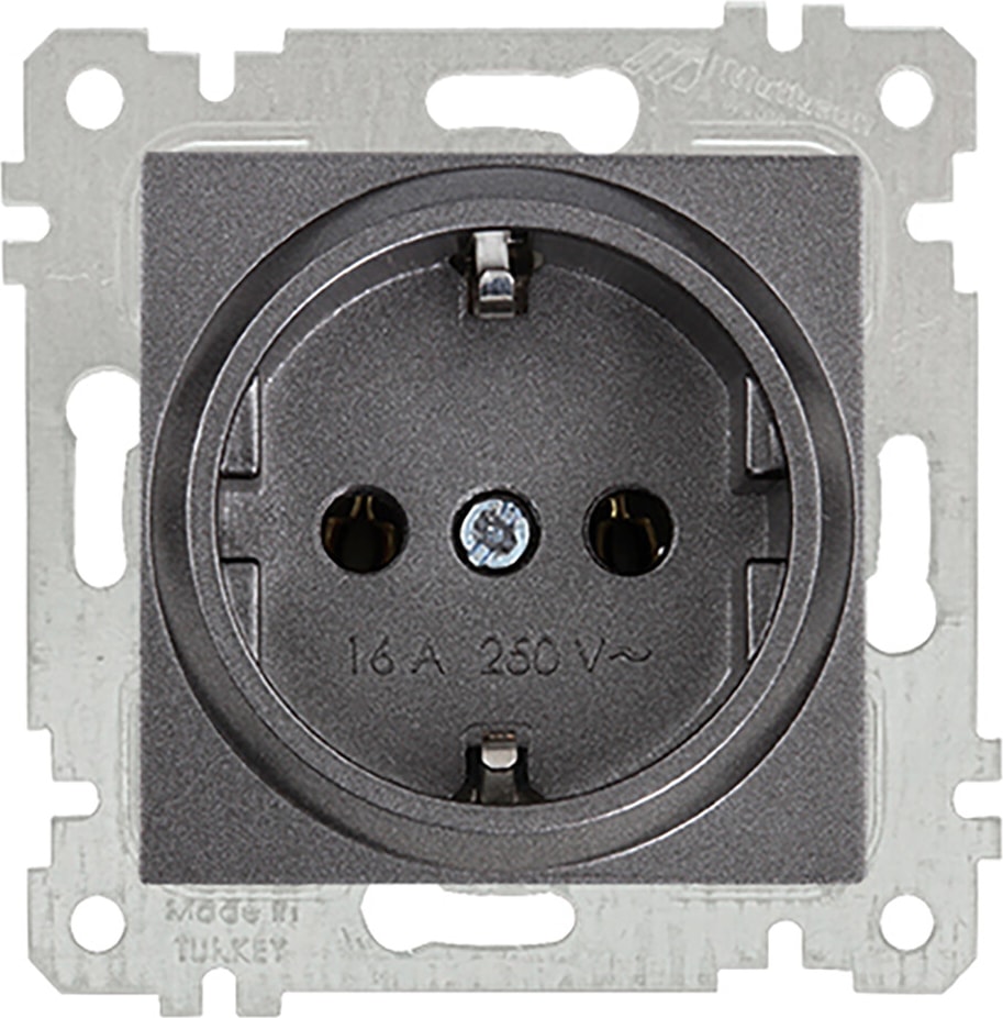 Rita Mekanizmalı Tuş Topraklı Priz Füme