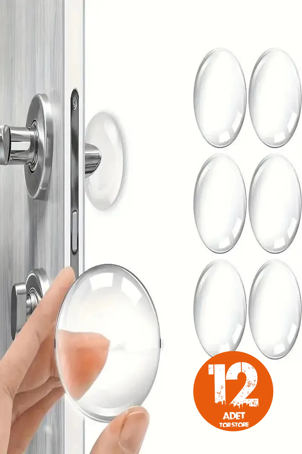 12'li Kapı Pencere Kolu Darbe Emici Stoper Silikon Ped Mobilya Eşya Çarpma Önleyici Duvar Koruyucu