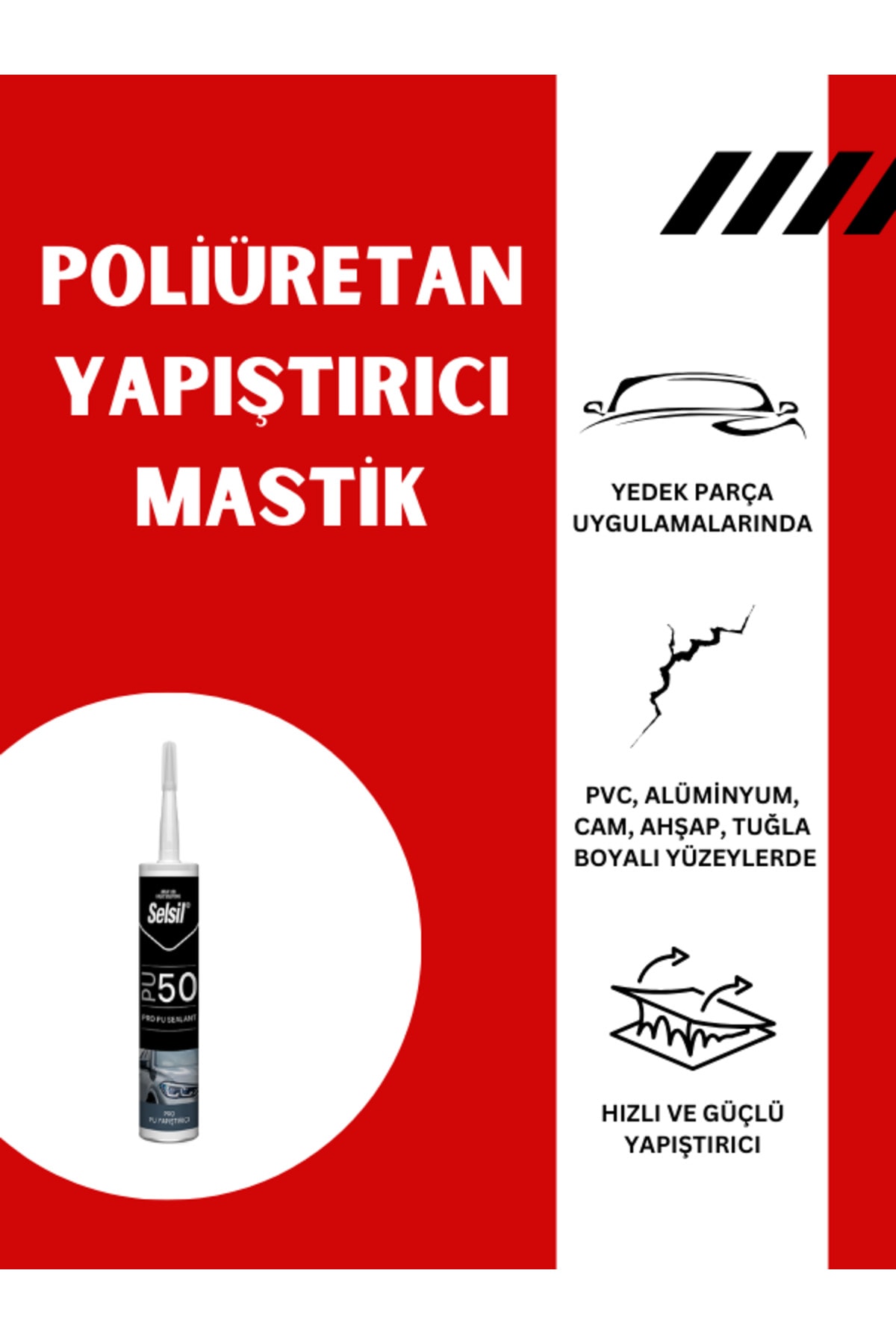 SELSİL Pro Yapıştırıcı Mastik Pu 50 Pro Yapıştırıcı 3 Adet Fiyatidir