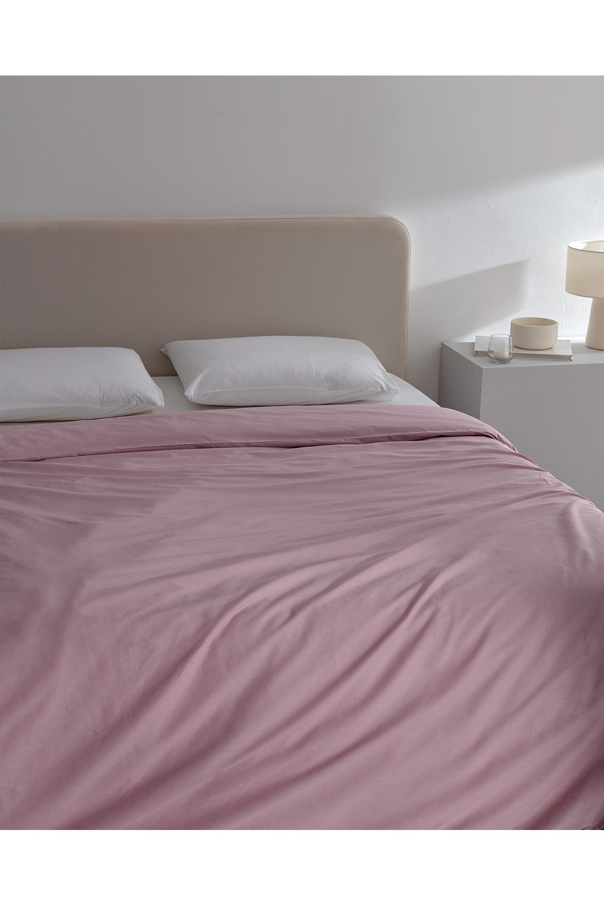 Manon King Size %100 Pamuk Ranforce Düz Nevresim - Açık Mürdüm