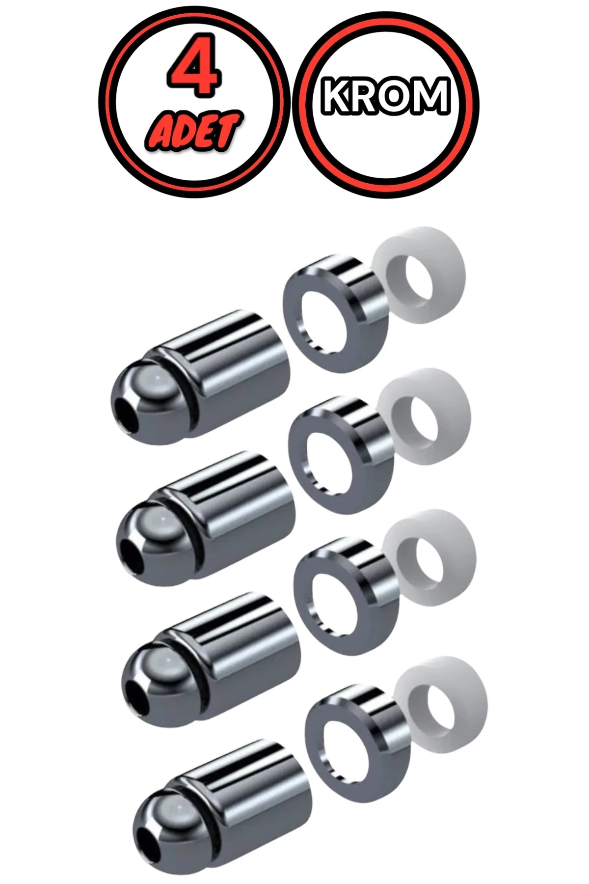 Krom 4 Adet Taharat Çubuğu Ucu Plastik Krom Taharet Borusu Ucu Perletörü Aparatı