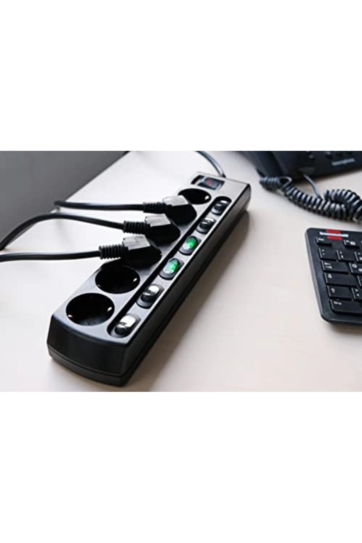 likesell 6 Anahtarlı 6 Soketli Güç Şeridi Priz 2 Metre Siyah shop 1154065