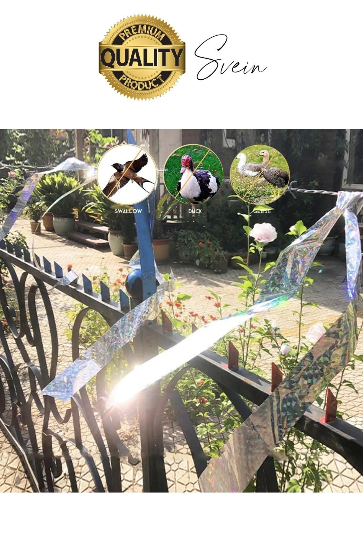 OZKUVVET Premium Kuş Kondurmaz Rahatsız Eden Şerit Bant 45 mm x 50 mt Yansıtıcı Kuşsavar Çatı Hologram Bandı