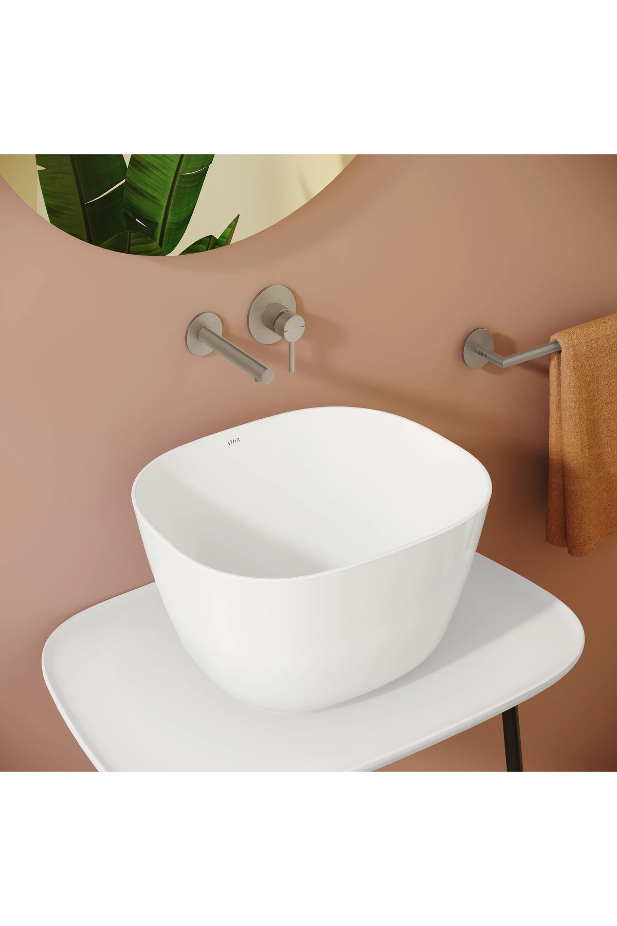 Origin A4258134 Ankastre Lavabo Bataryası, İki Rozetli, Sıva Üstü, Fırçalı Nikel