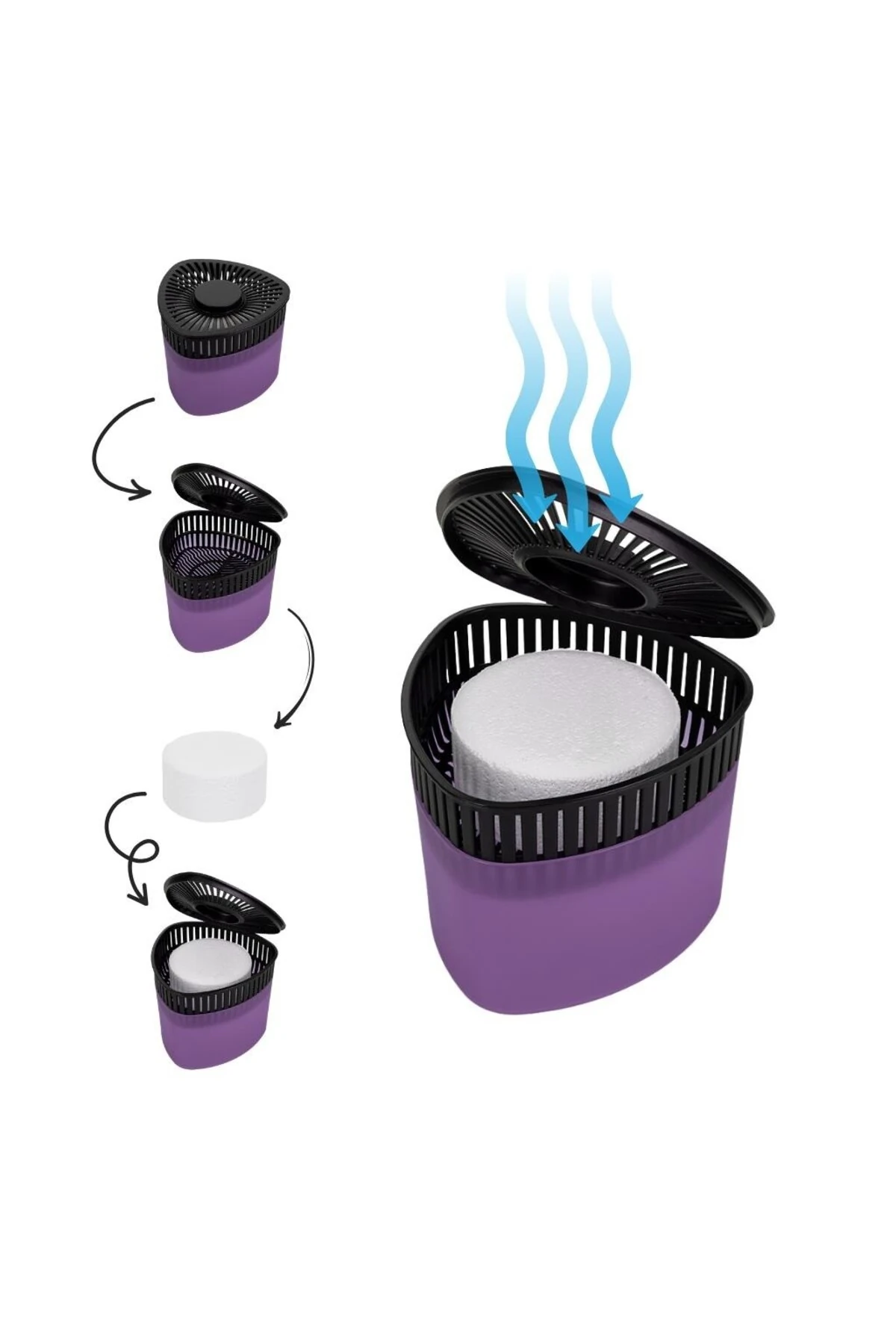 500 gr Nem Alıcılı Ve Rutubet Giderici Aparat Üçgen Lavanta (Tablet Dahil)