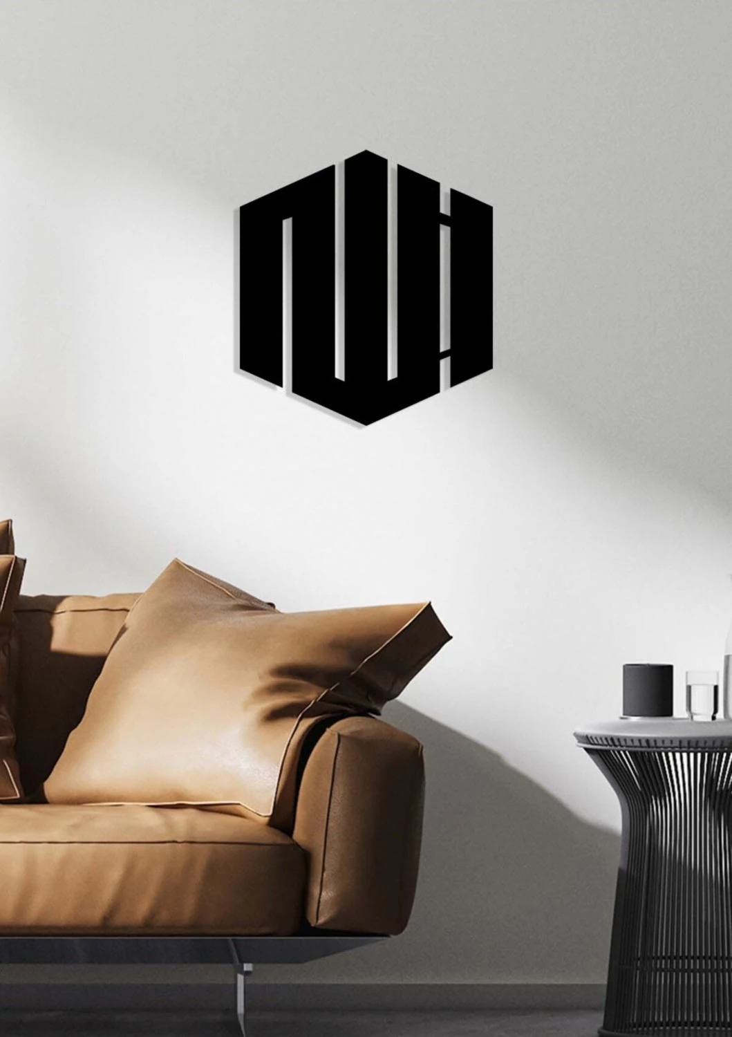 -Allah Islami Metal Tablo - Islami Ev Dekorasyonu - Dini Duvar Tabloları - 50 X 54 - Cm - Sıyah-Islm-103