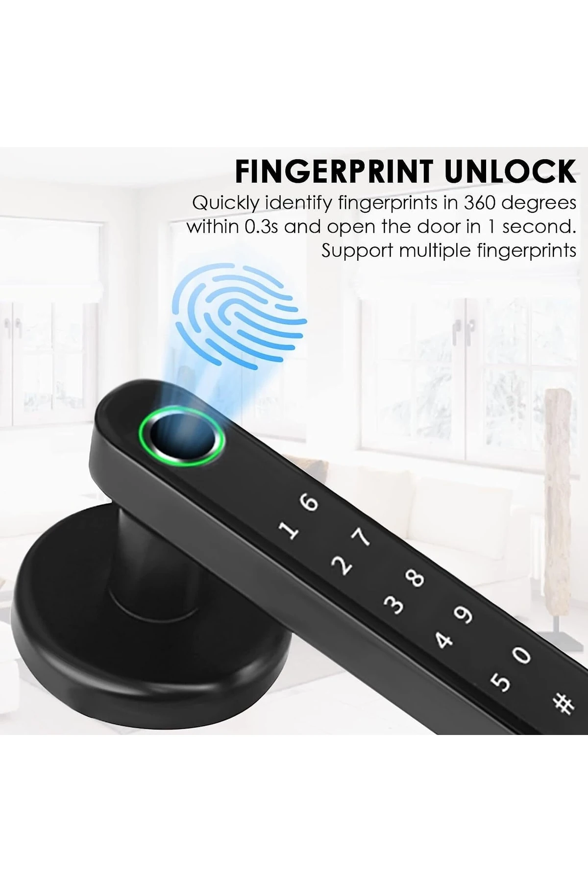 Parmak Izi Kapı Kilidi, Anahtarsız Giriş Kapı Kilidi Kolu Ile, Akıllı Biyometrik Şifreli