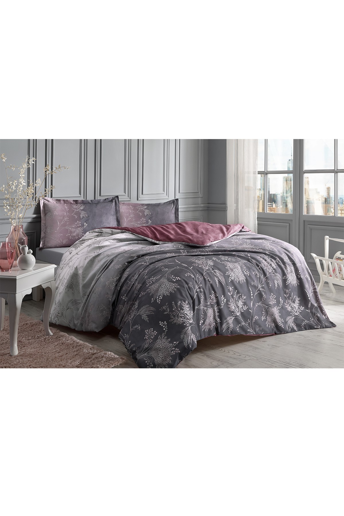 Ditsy Çift Kişilik Lastikli Fitted Çarşaf Nevresim Takımı
