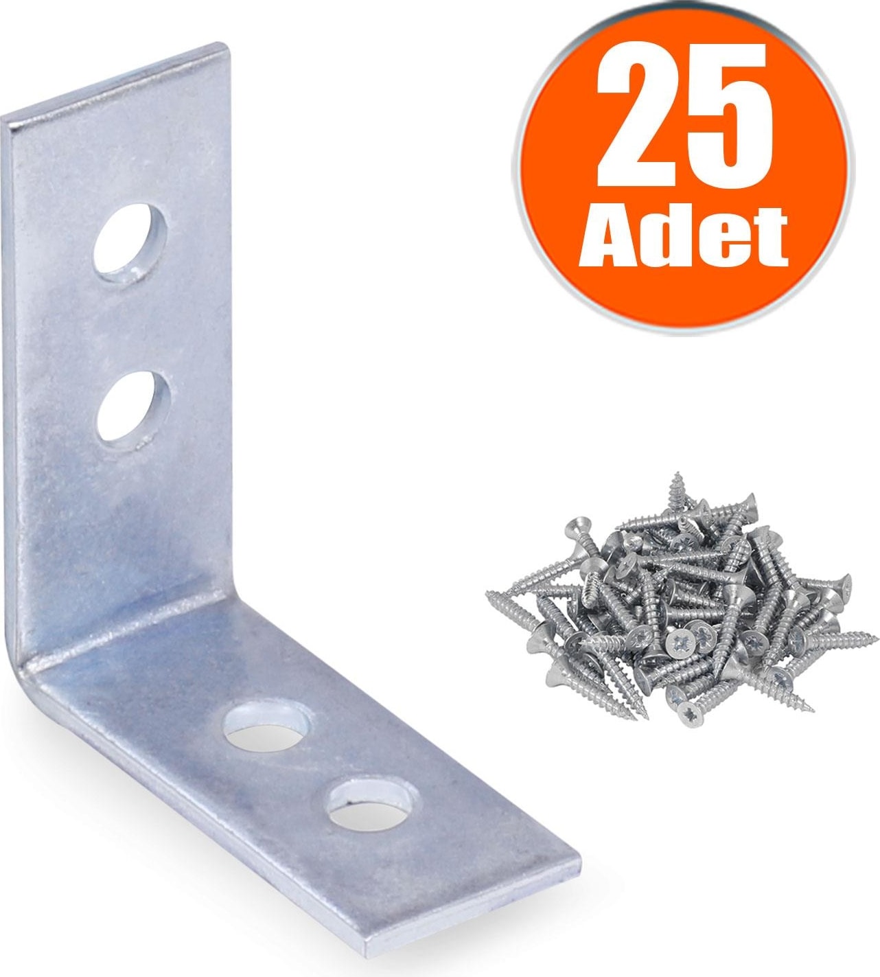 Mobilya Dolap Köşe Bağlantı L Demir Gönye 35X35X15 mm (25 Adet)