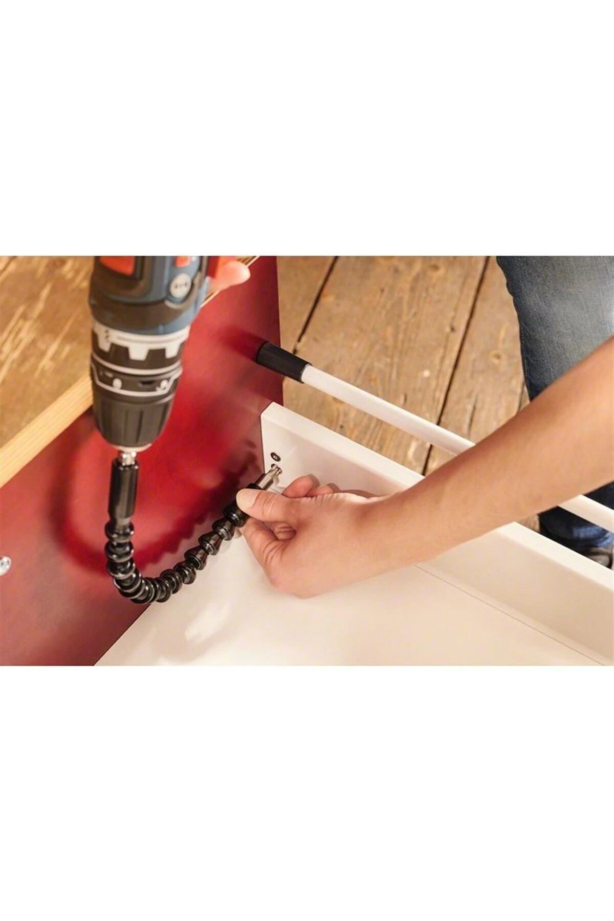 Tek Akülü Şarjlı Matkap Darbeli Matkap 18V Akülü Vidalama + Esnek Bükülebilir Vidalama Uc Seti