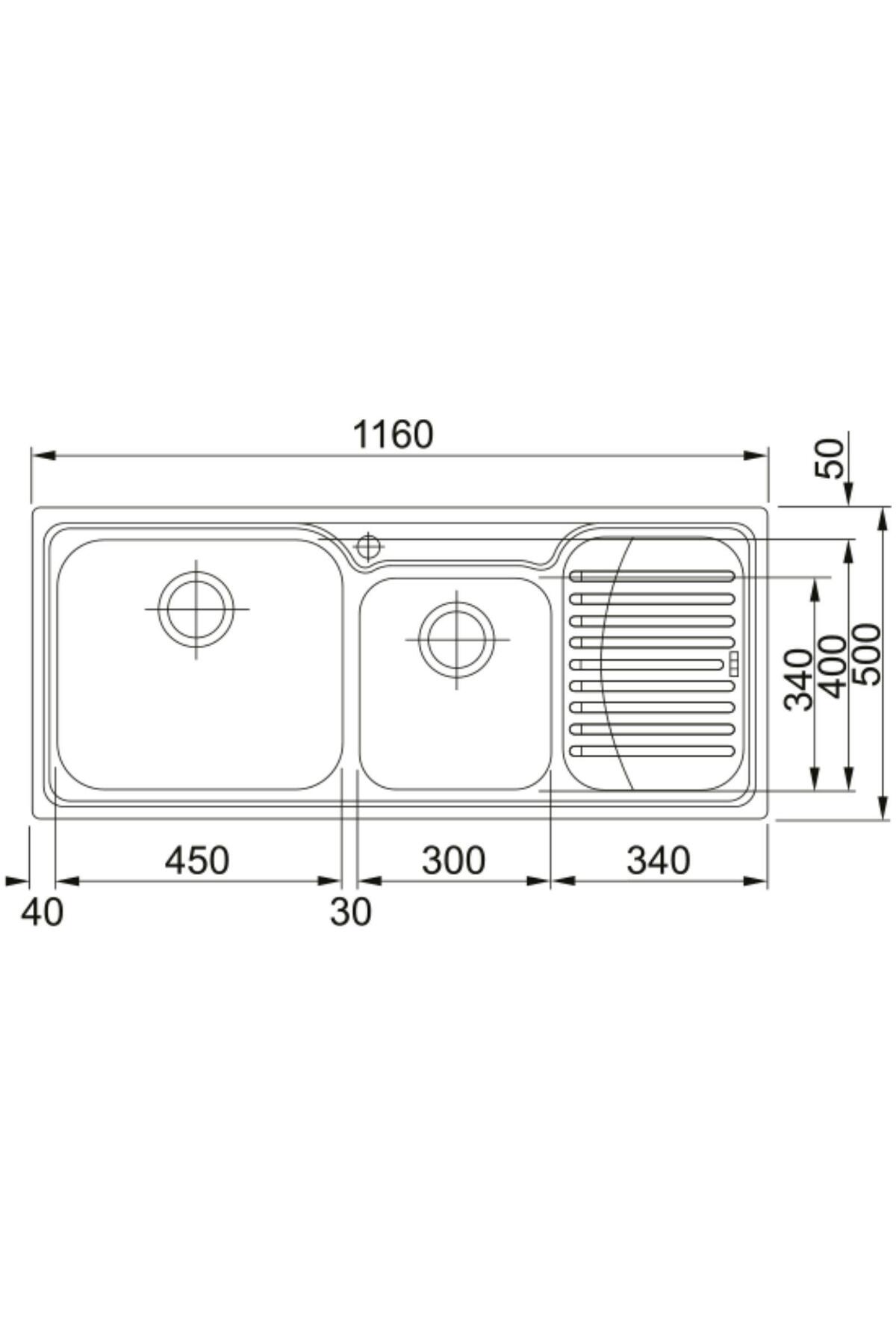Galassia Gax 621 Sol Damlalıklı 2 Gözlü Paslanmaz Çelik Mutfak EviyeSİ 50x116cm