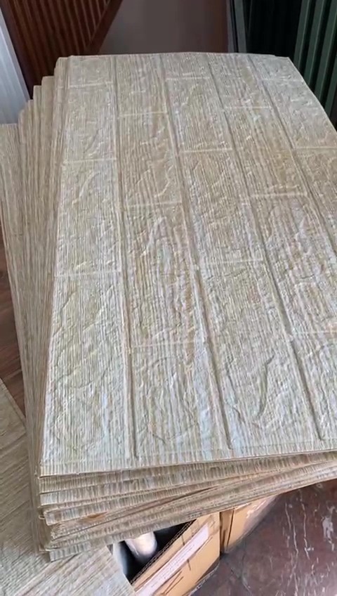 Çizgili Krem Yapışkanlı Dekoratif 3D Duvar Paneli NW96 4 Adet