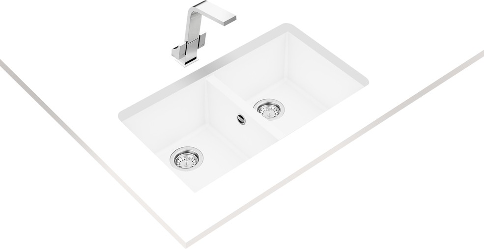 SQUARE 760 TG ARTIC WHITE Tezgahaltı Granit Eviye Beyaz 76 cm 115260028