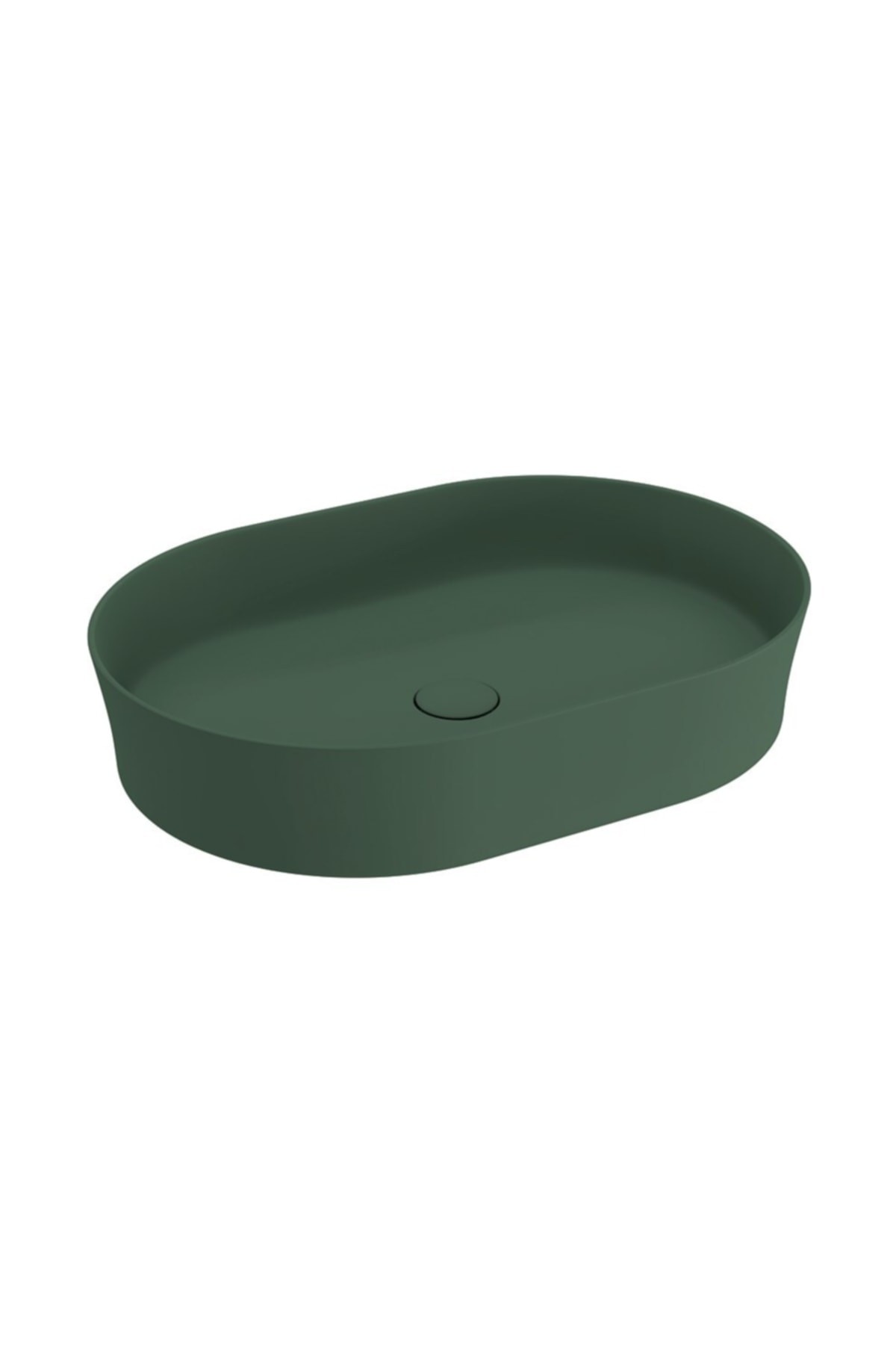 Sottıle Slım Lıne Tezgah Üstü Elips 55x38cm. Lavabo - Mat Yeşil