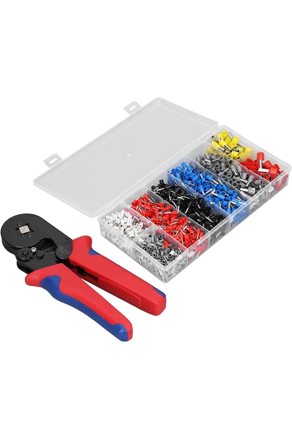 Kablo Yüksük Sıkma Pensesi + + 1200 Adet Izoleli Kablo Yüksük Seti