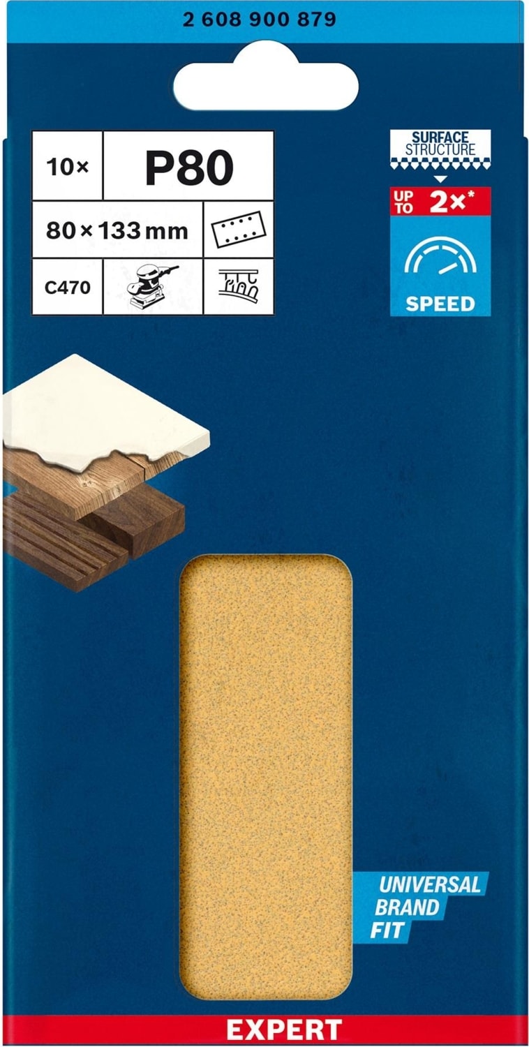 BOSCH Expert C470 Zımpara Kağıdı 80X133MM 80 Kum 8 Delik 10LU