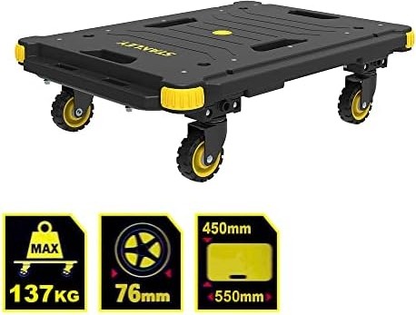PC531 137 kg 55X45 cm Dört Tekerli Yük ve Paket Taşıma Arabası, Sarı/siyah