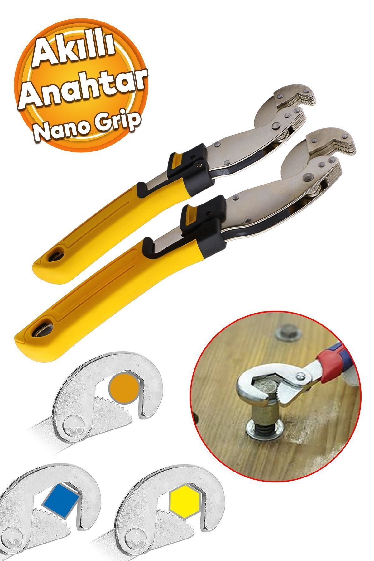 Akıllı Boru İngiliz Anahtarı Çok Amaçlı Nano Grip Kurbağacık Set 2'li Set 10 - 24 mm Civata Somun
