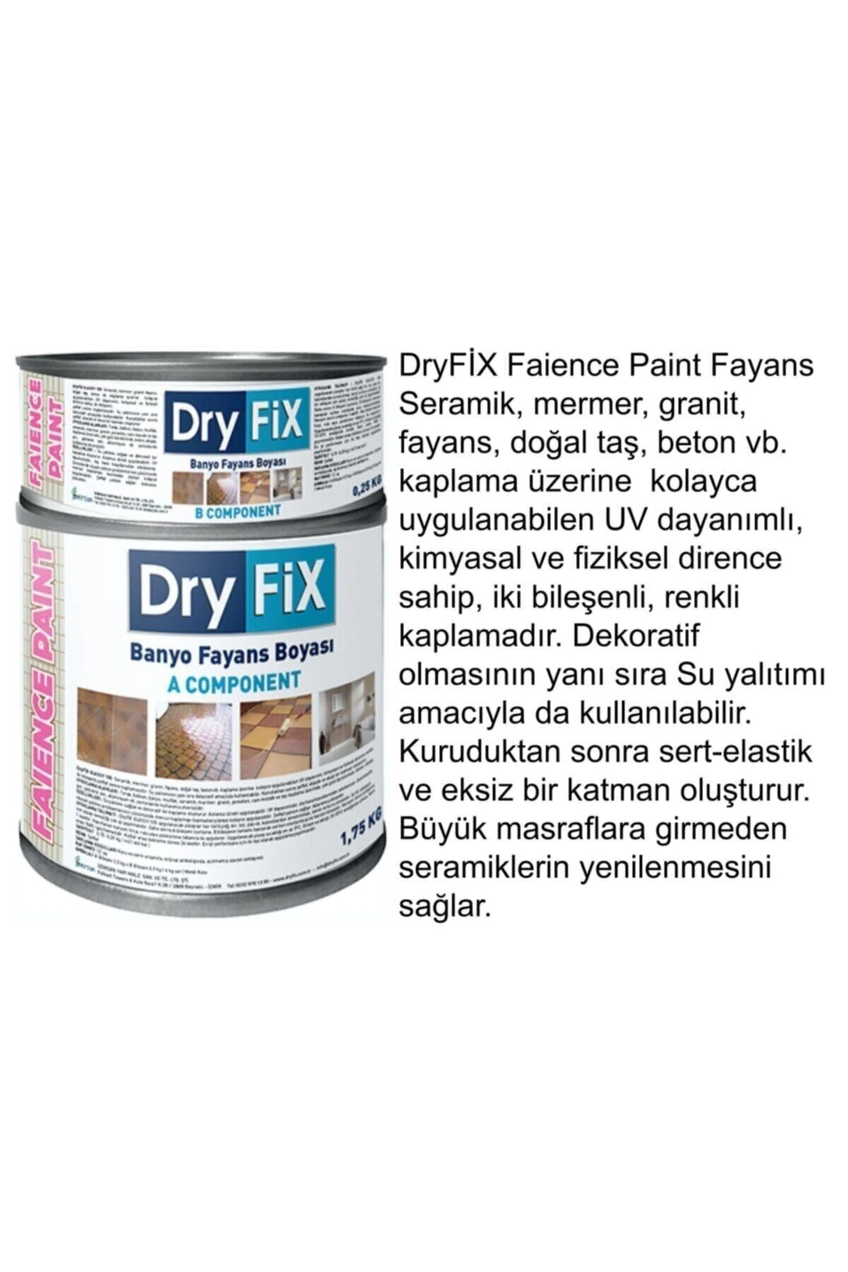 Dryfıx Fayans Boyası Beyaz 2kg+sıvı Cam 2kg-hem Boyama Hem Koruma-fayanslarınızı Boyayın Ve Koruyun