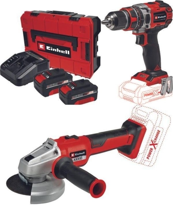 EİNHELL Tp-Cd 18/60 Li-I Bl Matkap Axxio 18/125 Q Avuç Taşlama 2X4.0AH Kömürsüz Akülü Set