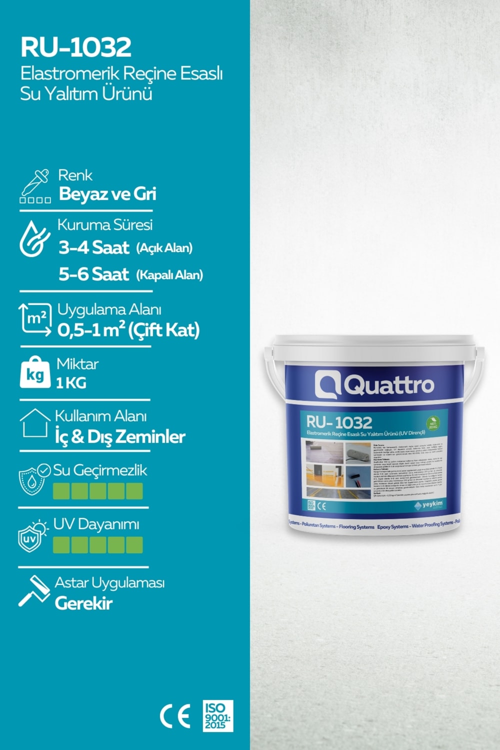 Quattro RU-1032 Elastromerik Reçine Esaslı Su Yalıtım Malzemesi