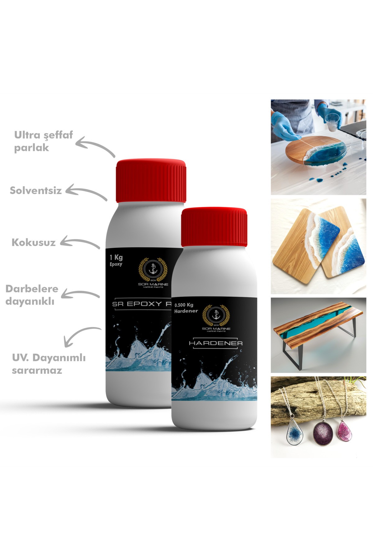 Ultra Şeffaf Döküm Tipi Kristal Clear Epoksi Reçine 1.5 Kg Set