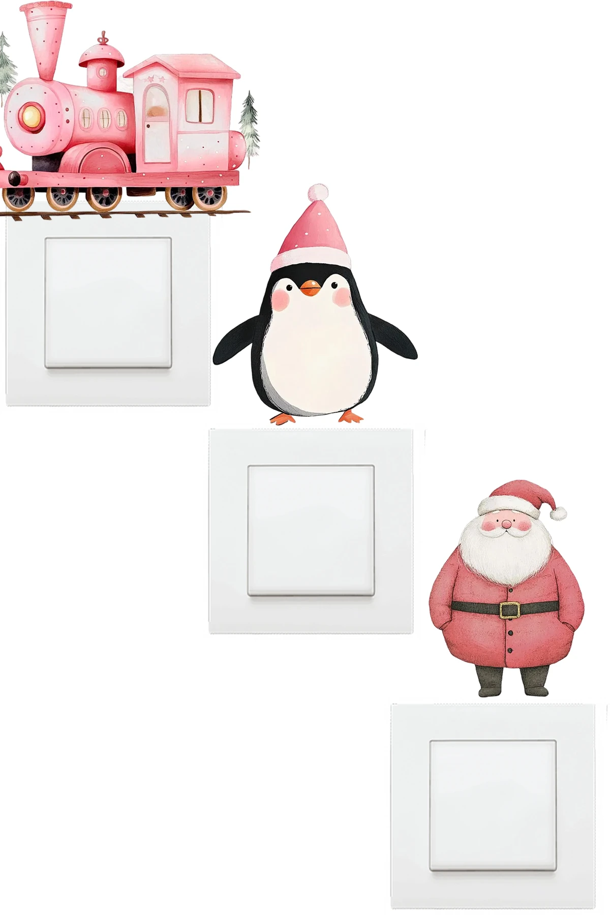 Yeni Yıl Yılbaşı Figürleri 3'lü Priz Sticker Setleri