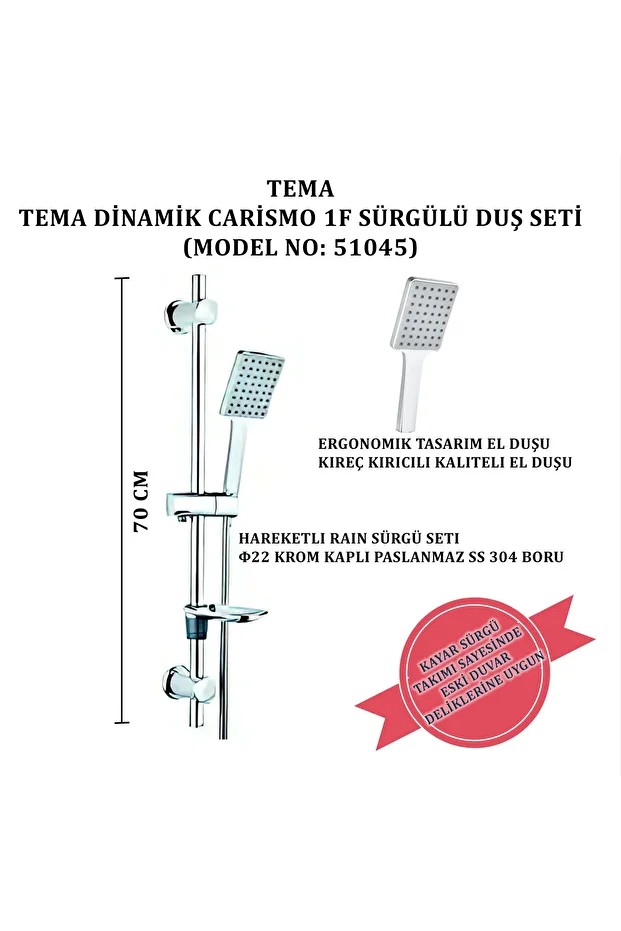 Dinamic Carismo Sürgülü Duş Seti (MODEL NO: 51045)