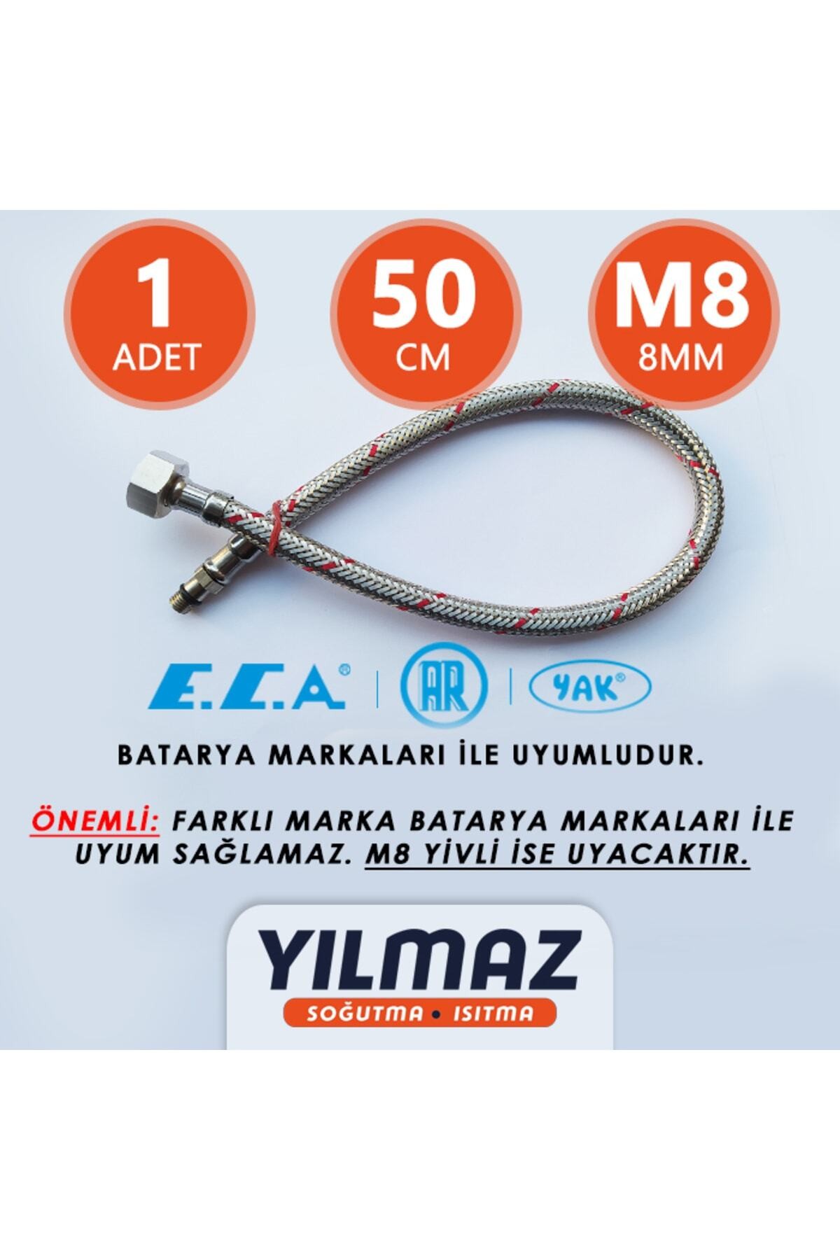 Batarya Bağlantı Fleksi - Hortumu, Sıcak (kırmızı) - 50cm, M8