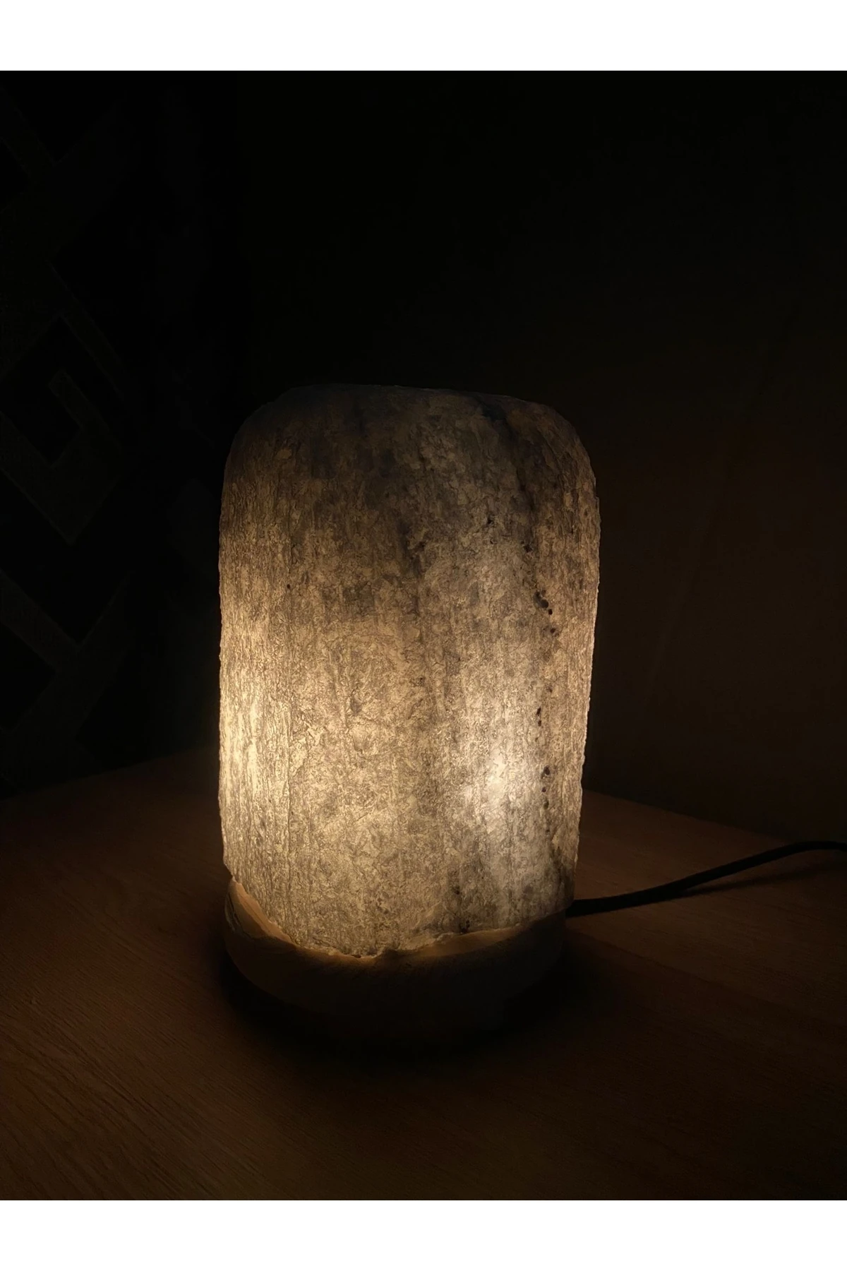 Çankırı Kaya Tuz Lambası 3 - 4 Kg (KABLO AMPUL) Kare Gece Lambası Açma Kapatma Anahtarlı