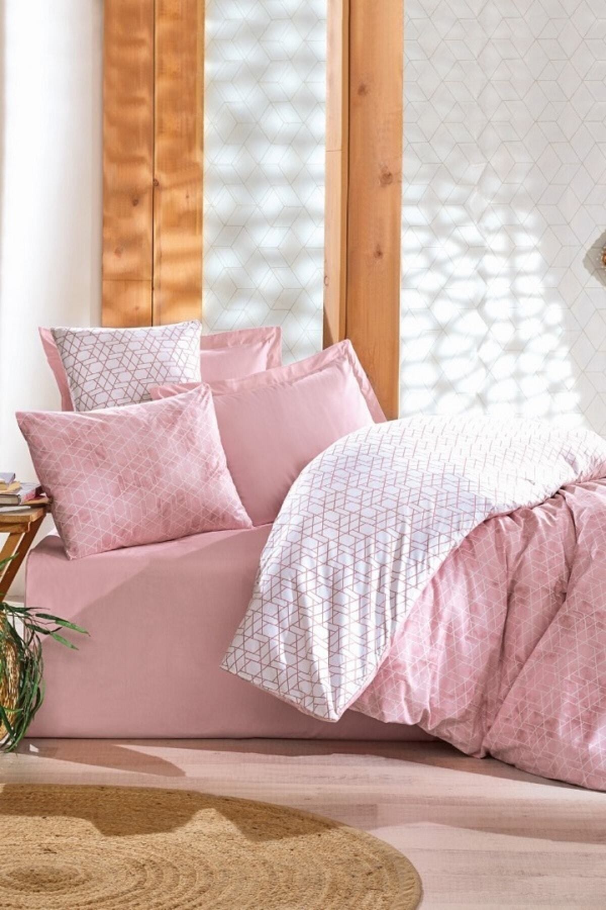Best - Pembe Minimal Çift Kişilik Nevresim Takımı