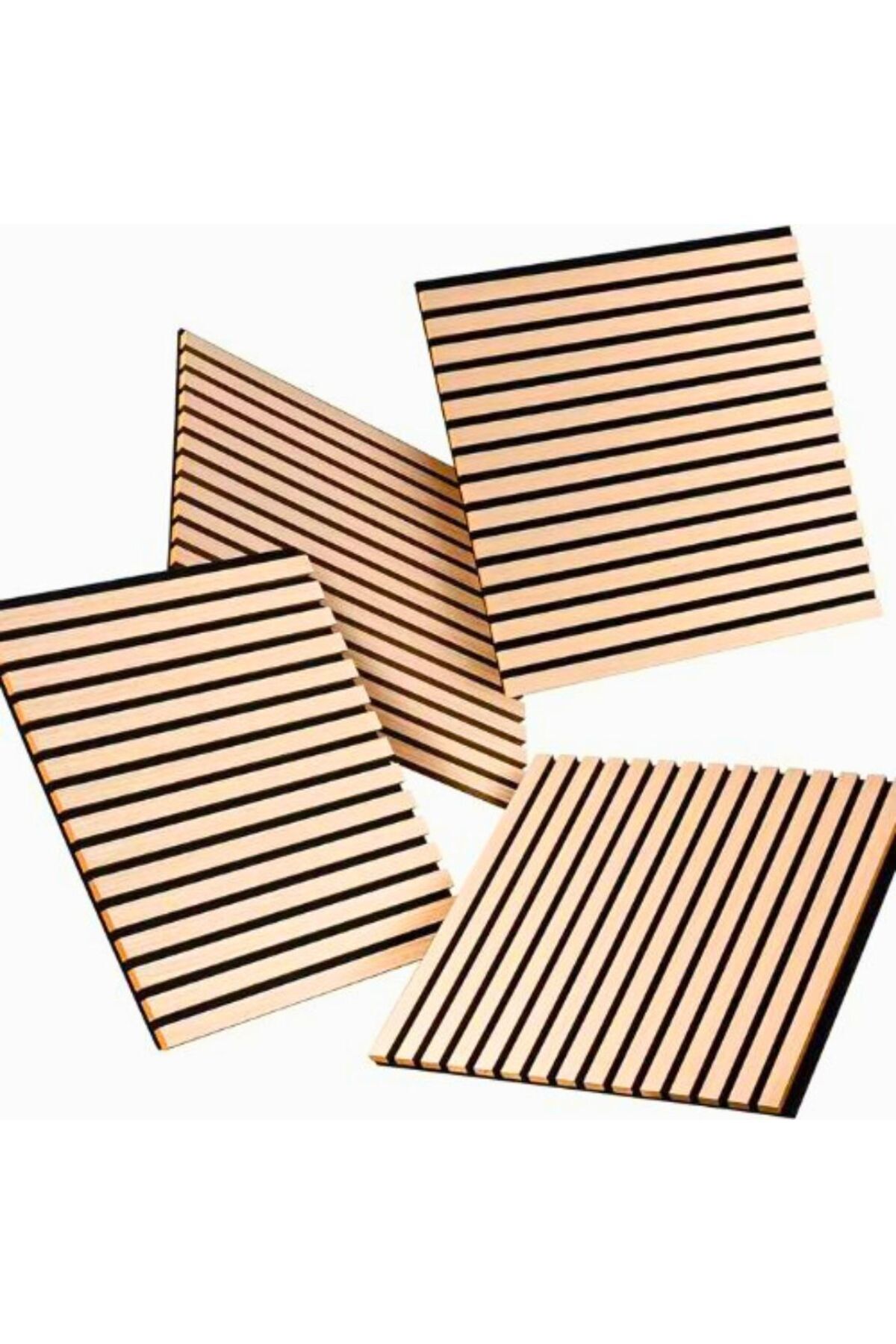 Mdf Ahşap Akustik Duvar Ve Tavan Kaplama Paneli 50 X 50 Cm Teak