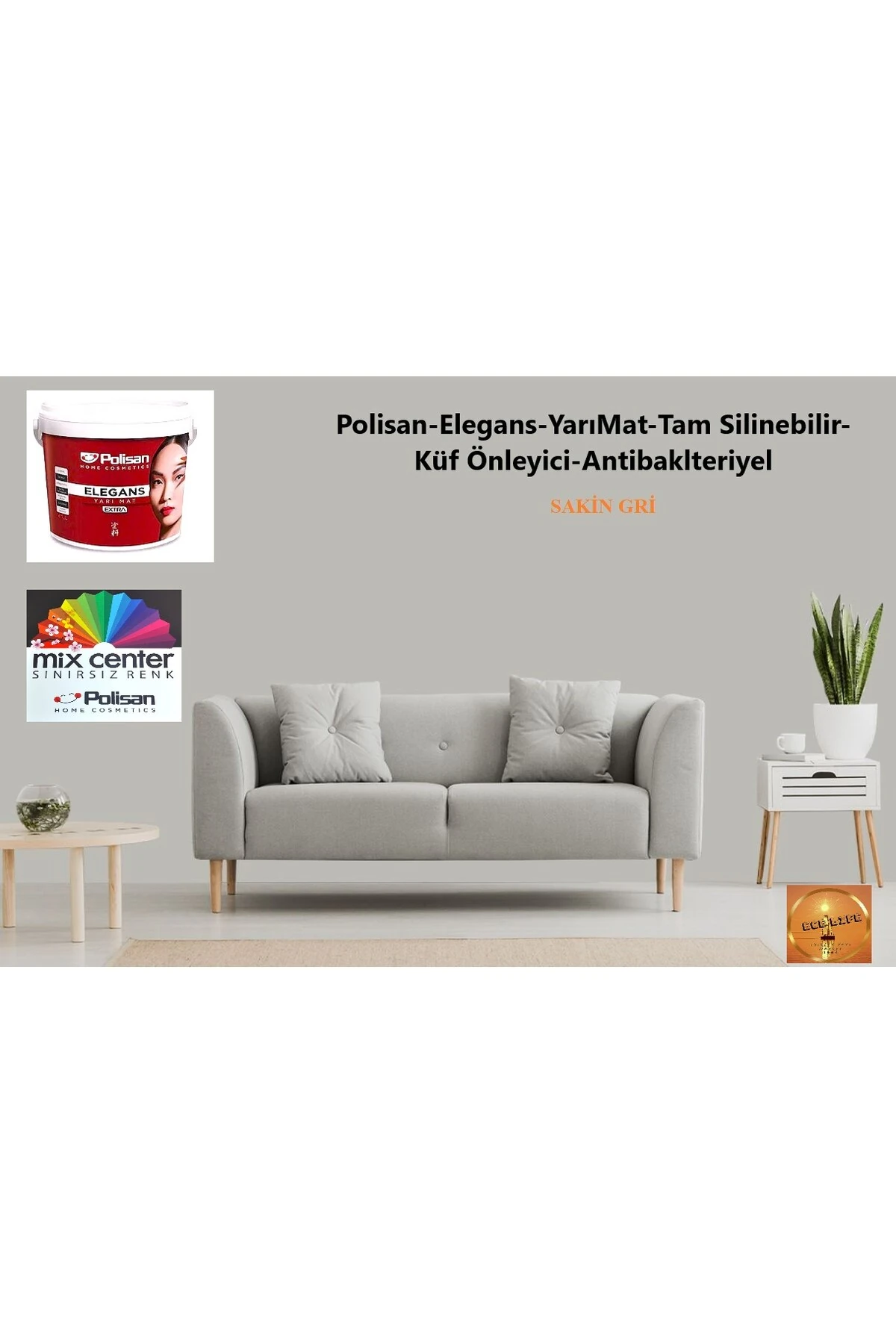 -elegans-küf Önleyici-tam Silinebilir-anti Bakteriyel-iç Cephe Duvar Boyası-ci-7622-sakin Gri