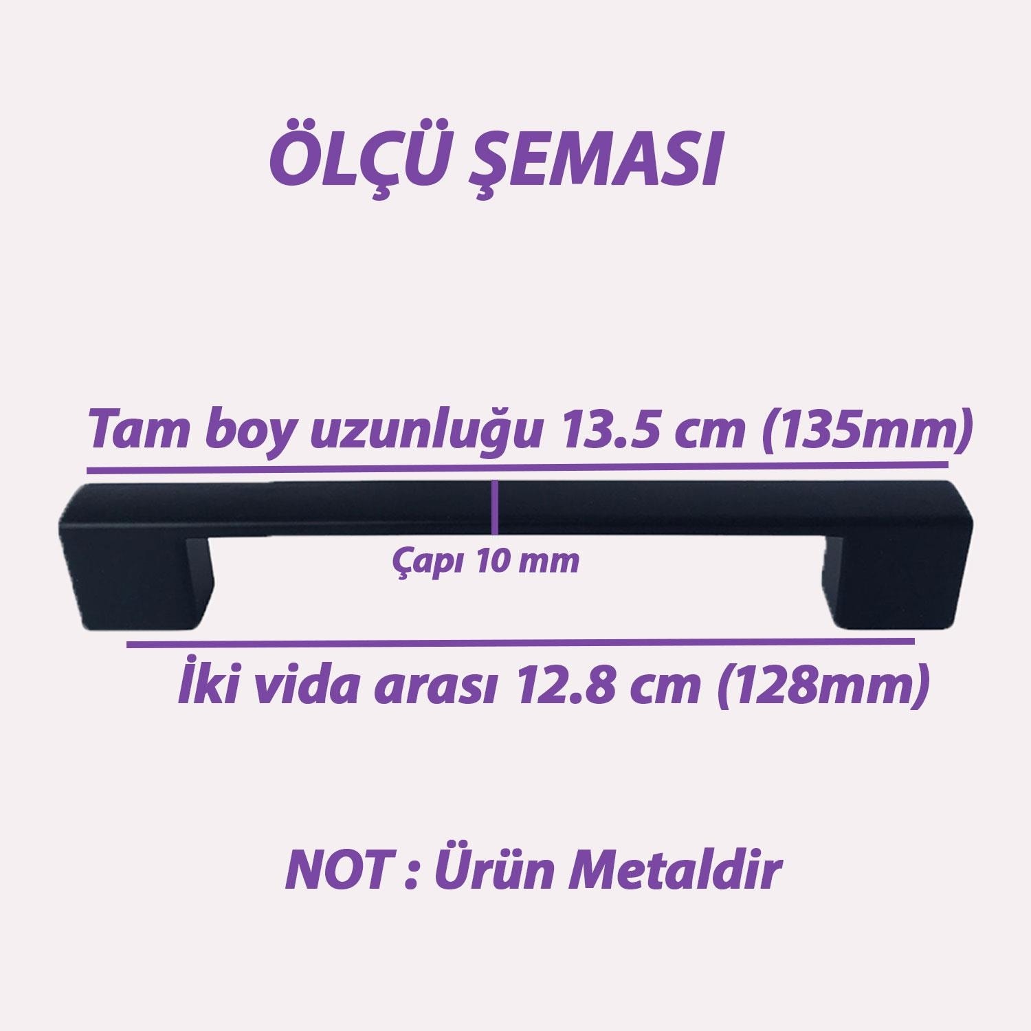 12 Adet Marmara Kulp 128 mm Siyah Mutfak Kulpu Çekmece Dolap Kapak Kulbu Metal Mobilya Dolabı Kulpları