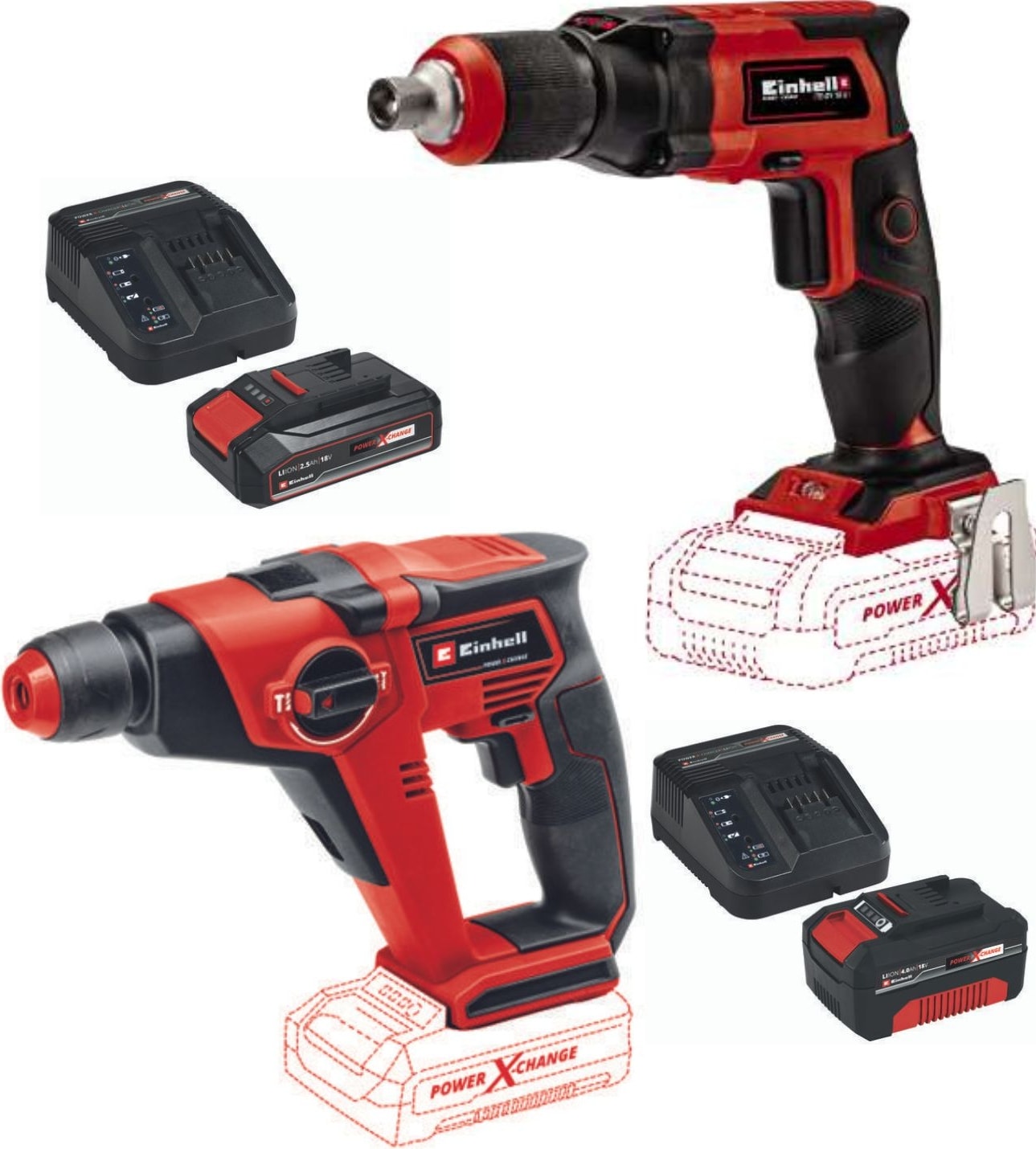 EİNHELL Te-Hd 18/12 Akülü Matkap Te-Dy 18 Alçıpan Vidalama 2.5-4.0AH Starter Kit Akülü Set
