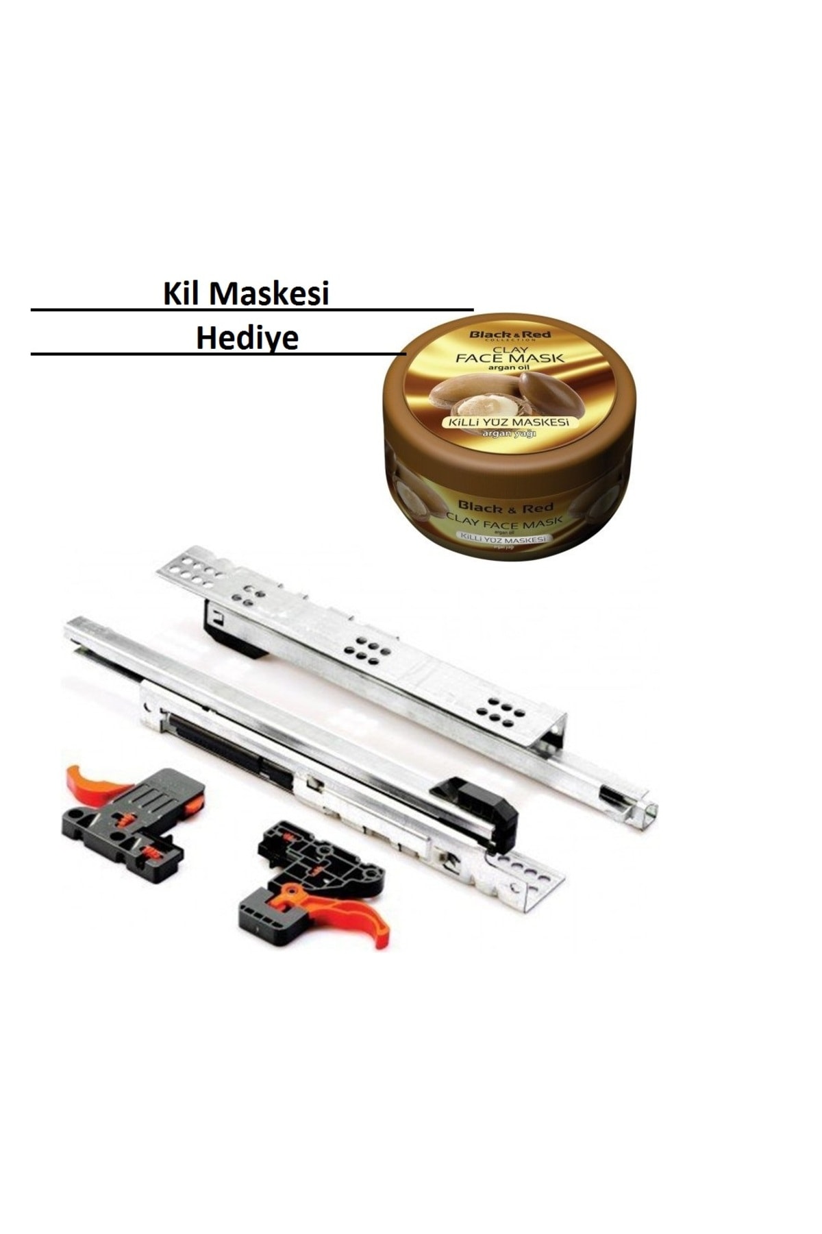 Smart 45 cm Kısmi Tek Açılım Frenli Çekmece Rayı ve Black Red Kil Maskesi 400 ml