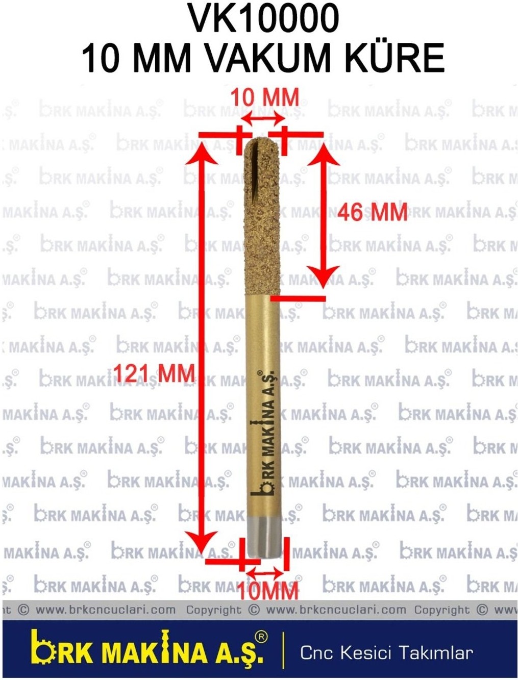 Mermer-Granit-Seramik-Quartz-Porselen-Limra Vakum Küre Freze 10 mm