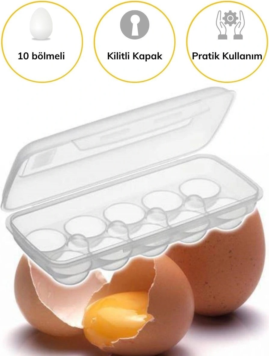 10 Bölmeli Kilitli Kapaklı Yumurtalık Saklama Kutusu YU110 (5047)