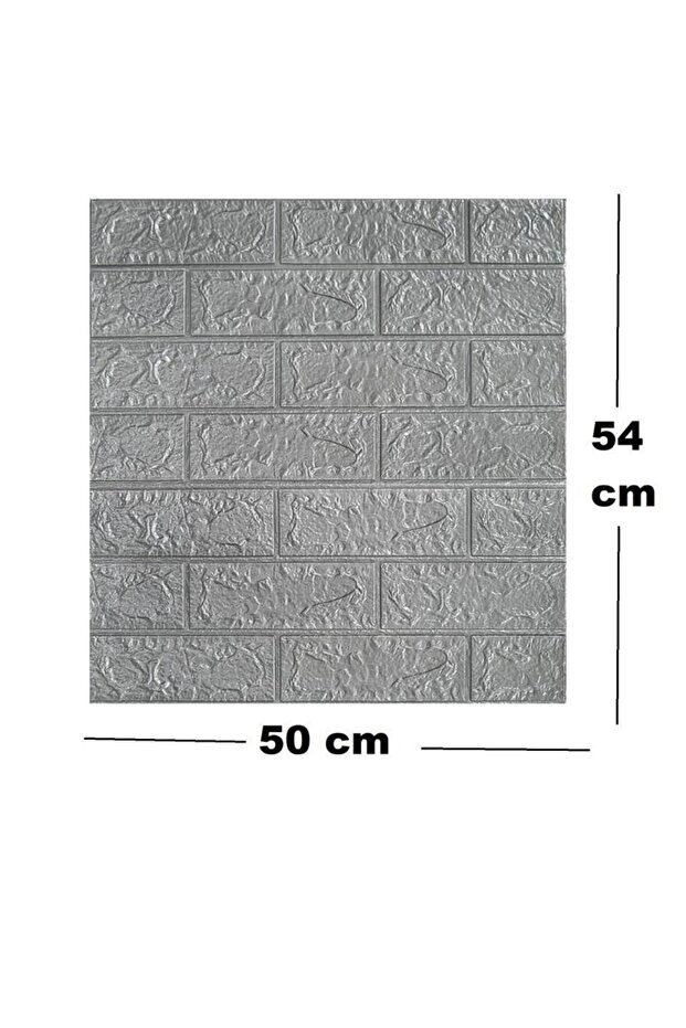 10 Adet 50x54 Cm Gri Silinebilir Kendinden Yapışkanlı Duvar Kağıdı Esnek Panel 3d Tuğla Desen
