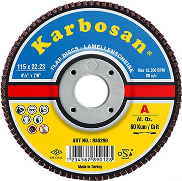 KARBOSAN 115X22 40 Kum Flap Diskler 10 Adet