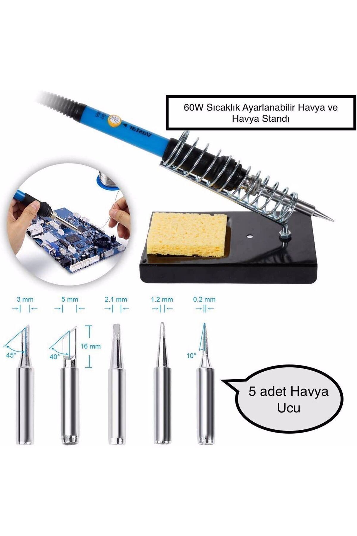 60w Sıcaklık Ayarlı Kalem Havya Profesyonel Seçimler Için Lehim Makinesi Full Seti