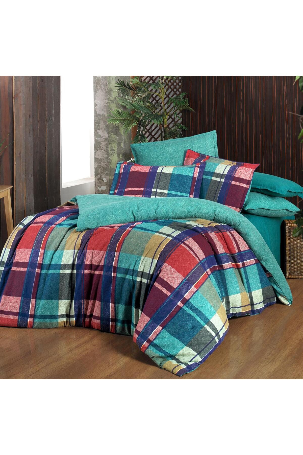 Markis Yeşil King Size (BATTAL BOY) %100 Pamuk Flanel (PAZEN) Nevresim Takımı