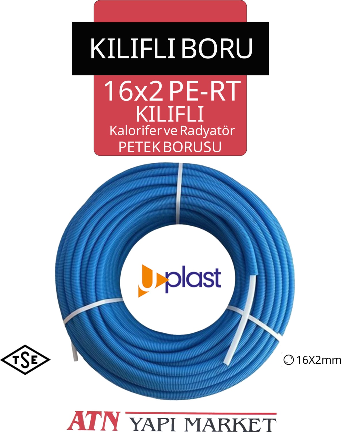 16X2 Pe-Rt Kılıflı Kalorifer ve Radyatör Petek Borusu 100 Metre - Mavi