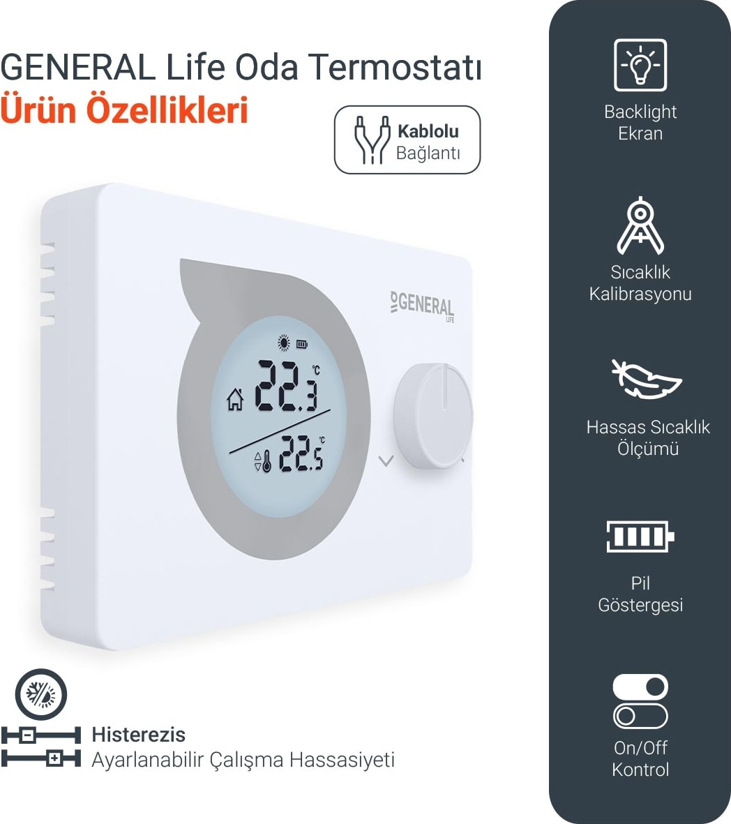 Mitra HT230S Kablolu Dijital Oda Termostatı