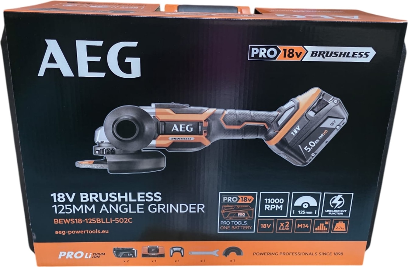BEWS18-125BLLI-502C Akülü Kömürsüz Avuç Taşlama 18 Volt 5.0 Ah 125 mm