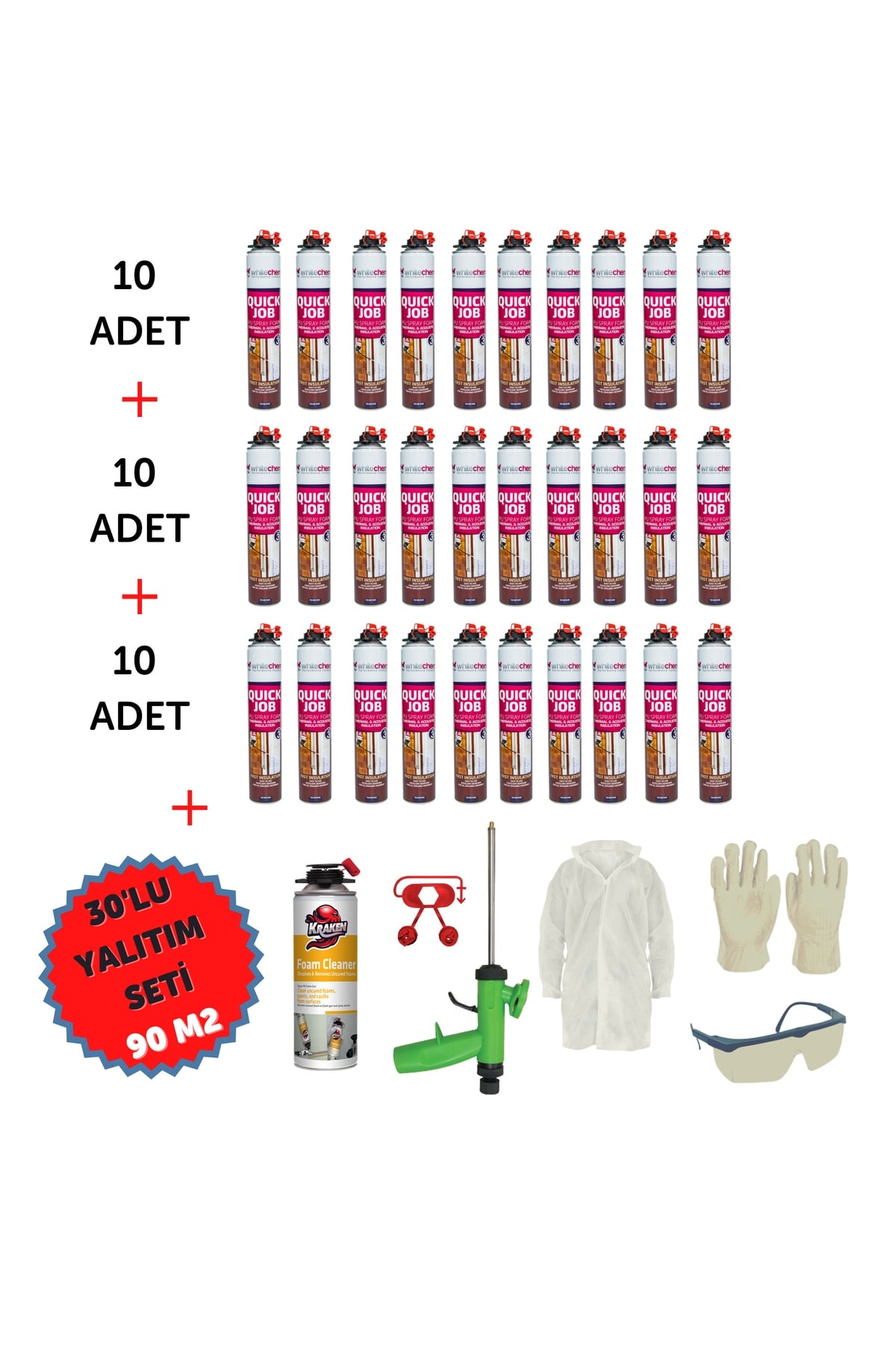Yalıtüp Poliüretan Isı Ve Ses Yalıtım Köpük 30adetx930gr+1 Tabanca+1 Temizleyici Sprey