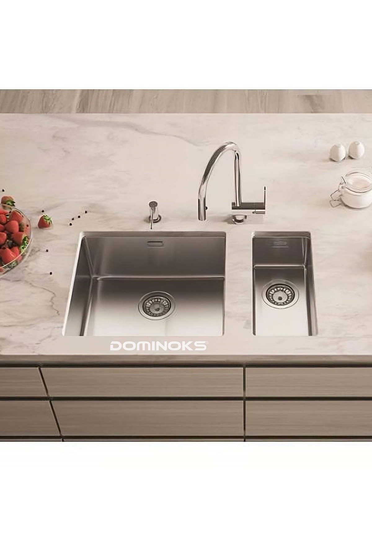 Biga45 Biga 17 (40X45) (40X17) Tezgah Altı 1.5 Ayrı Göz Krom Evye