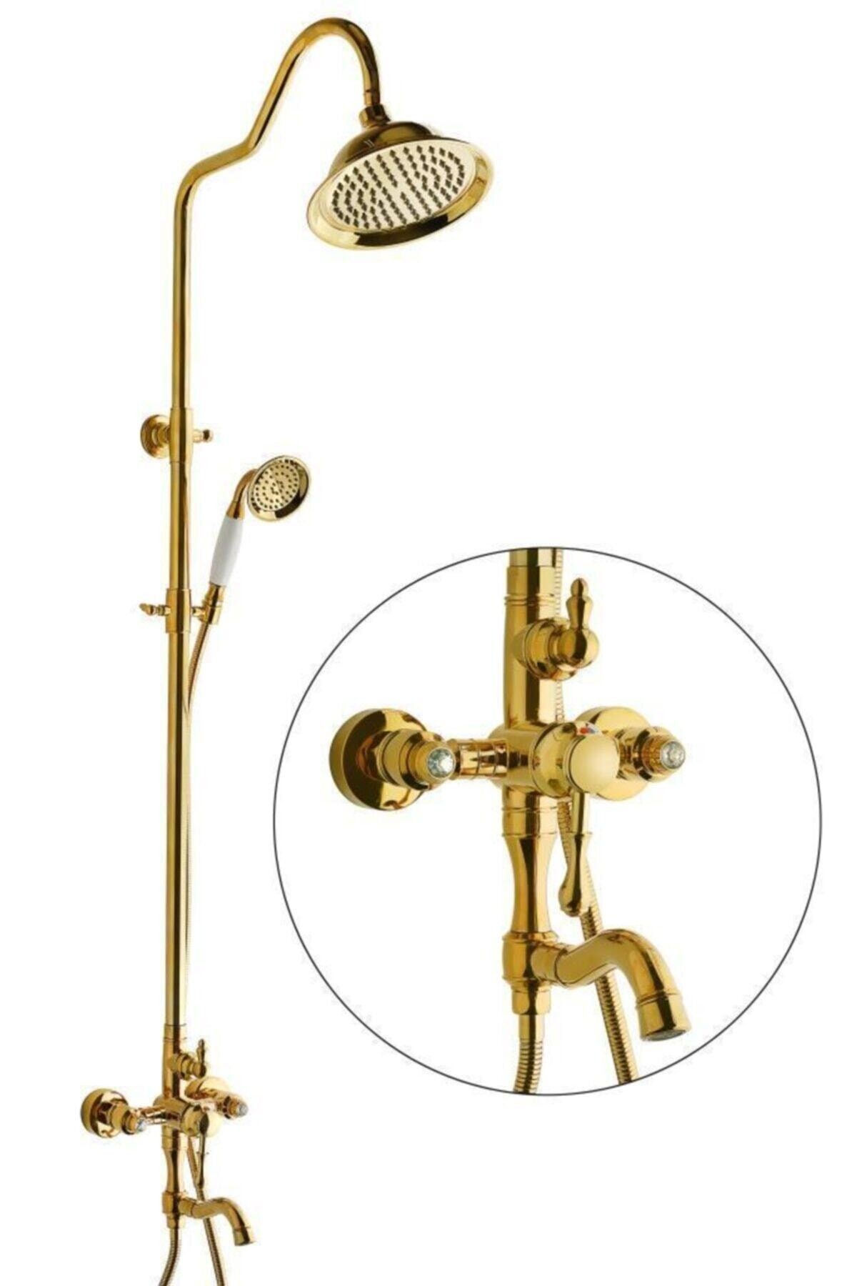 Diamond Classic Gold Yağmurlama Tepe Robot Duş Seti