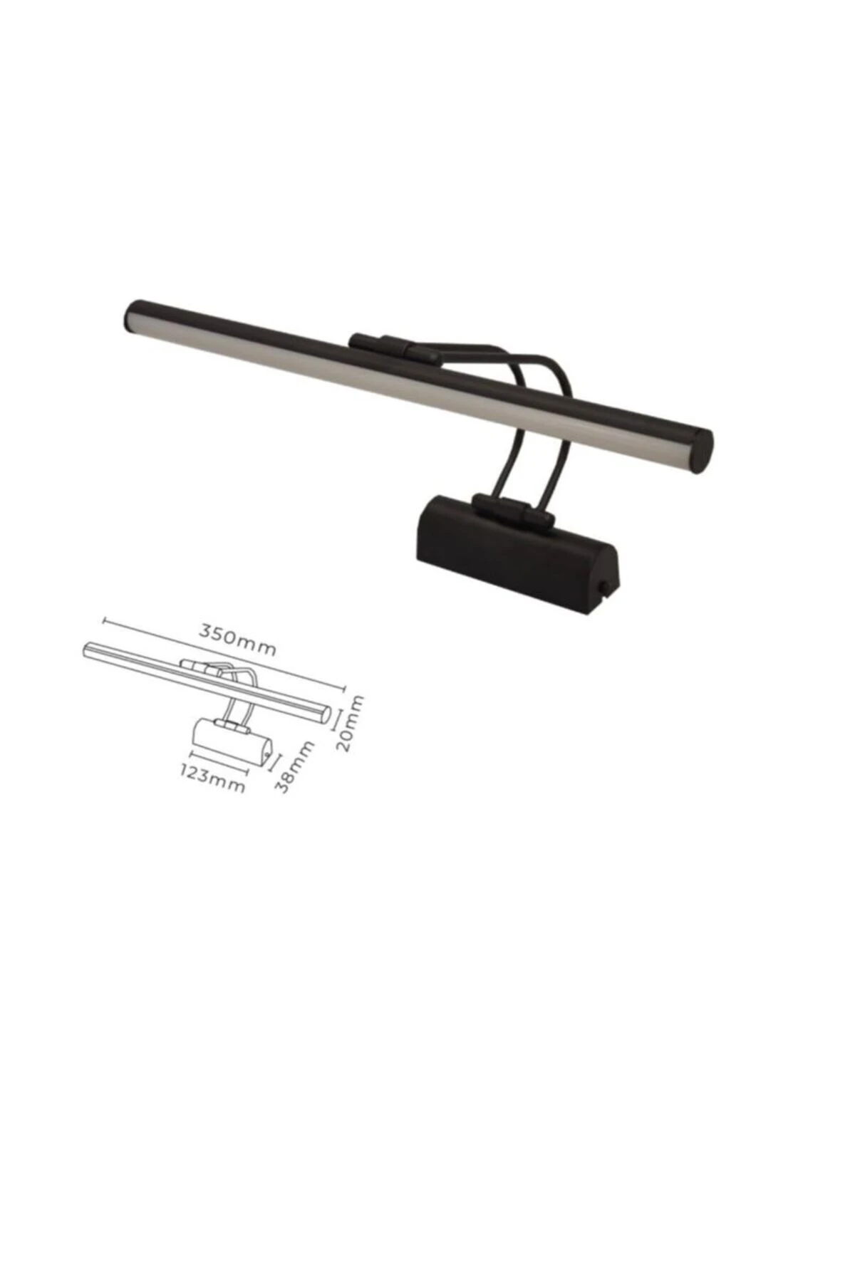 ANAHTARLI 35 CM SİYAH KASA BEYAZ IŞIK ELEKTRİKLİ BANYO DUVAR AYNA TABLO AYDINLATMA FLÜT KUĞU APLİK