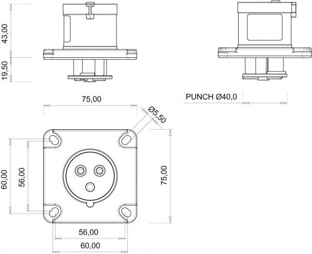 IP44 Cee Norm 3/16A Makine Fiş 220V - 250V BC1-1403-2114